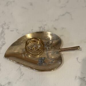 Vintage  brass leaf dish decorative catchall or trinket dish timeless classic